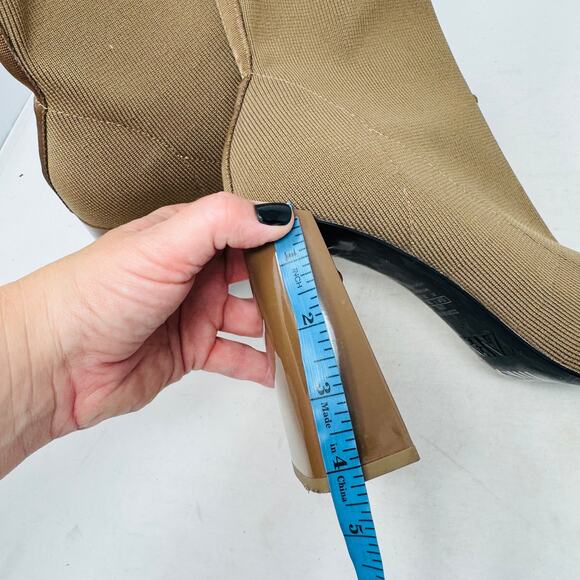 ZARA Knit Sock Ankle Boots Brown Block Heel Pointed Toe Size 41 EU / 10 US - Picture 10 of 12